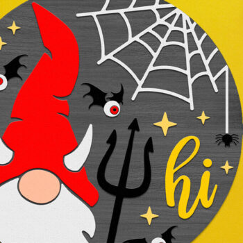 Intra απο ξύλο plywood 3mm-4mm πάχος - Devil Gnome , Halloween Door Sign DXF Δίασταση 4x4 cm INTRAFABR-124396818 - Image 2