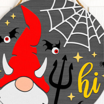 Intra απο ξύλο plywood 3mm-4mm πάχος - Devil Gnome , Halloween Door Sign DXF Δίασταση 4x4 cm INTRAFABR-124396818 - Image 4