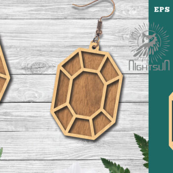 Intra απο ξύλο plywood 3mm-4mm πάχος - Διαμαντένια σκουλαρίκια κοπής με λέιζερ 1 Δίασταση 3x3 cm INTRAFABR-114021387 - Image 1