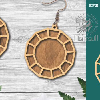 Intra απο ξύλο plywood 3mm-4mm πάχος - Διαμαντένια σκουλαρίκια κοπής με λέιζερ 2 Δίασταση 3x3 cm INTRAFABR-114021425 - Image 1