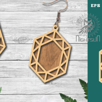 Intra απο ξύλο plywood 3mm-4mm πάχος - Διαμαντένια σκουλαρίκια κοπής με λέιζερ 3 Δίασταση 3x3 cm INTRAFABR-114021476 - Image 1