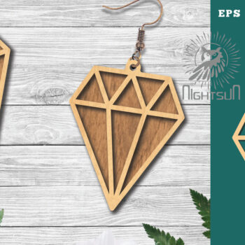 Intra απο ξύλο plywood 3mm-4mm πάχος - Διαμαντένια σκουλαρίκια κοπής με λέιζερ 5 Δίασταση 3x3 cm INTRAFABR-114021612 - Image 1