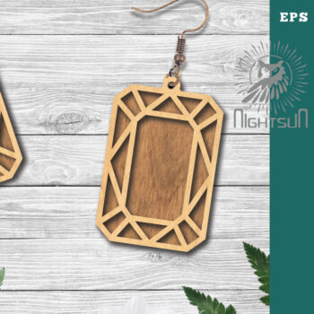 Intra απο ξύλο plywood 3mm-4mm πάχος - Διαμαντένια σκουλαρίκια κοπής με λέιζερ 6 Δίασταση 3x3 cm INTRAFABR-114021791 - Image 1