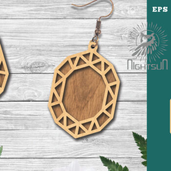 Intra απο ξύλο plywood 3mm-4mm πάχος - Διαμαντένια σκουλαρίκια κοπής με λέιζερ 9 Δίασταση 3x3 cm INTRAFABR-114021947 - Image 1