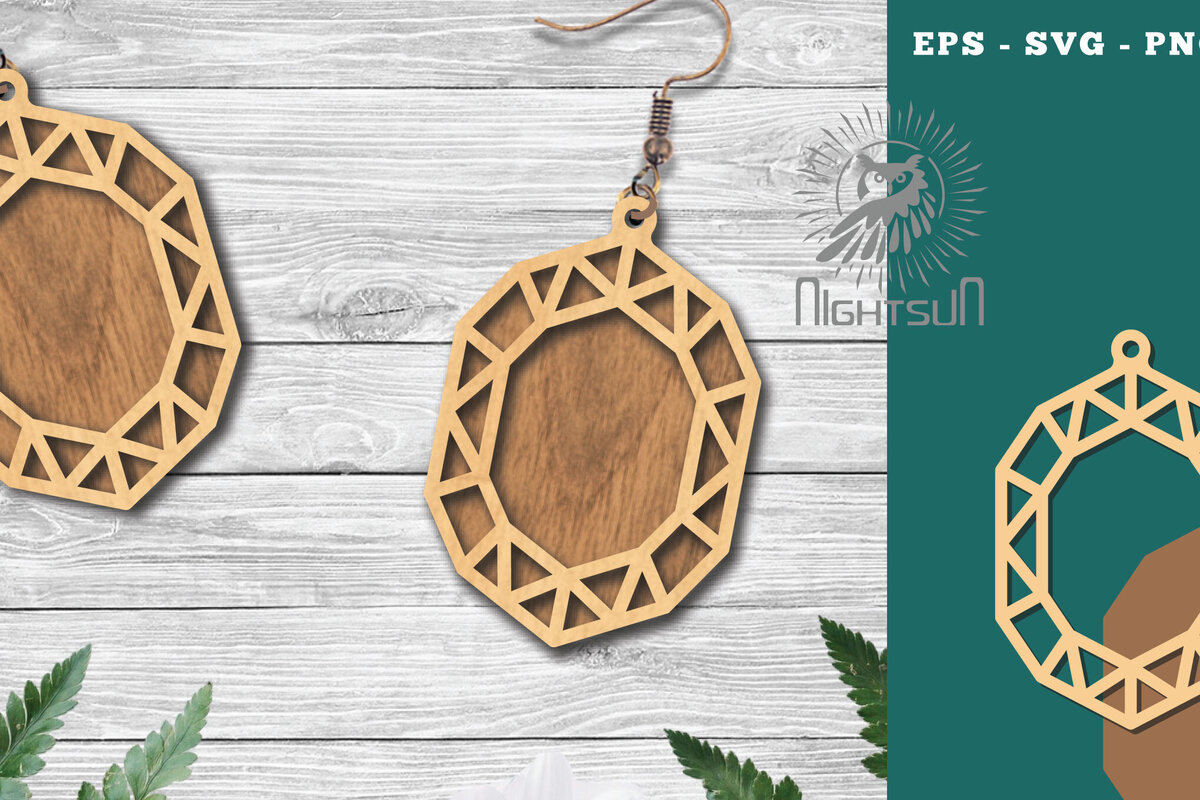 Intra απο ξύλο plywood 3mm-4mm πάχος - Διαμαντένια σκουλαρίκια κοπής με λέιζερ 9 Δίασταση 3x3 cm INTRAFABR-114021947