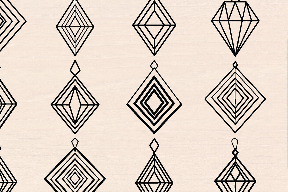 Intra απο ξύλο plywood 3mm-4mm πάχος - Ξύλινα σκουλαρίκια  σε σχήμα διαμαντιού Δίασταση 3x3 cm INTRAFABR-110206016