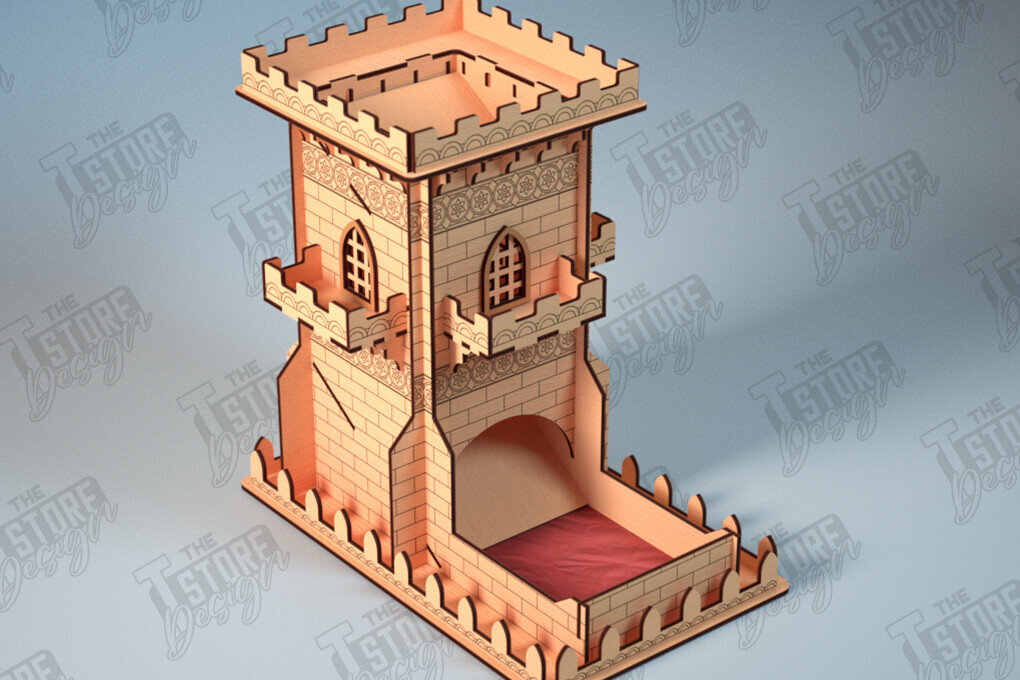 Intra απο ξύλο plywood 3mm-4mm πάχος - Πύργος Ζαριών | Επιτραπέζιο παιχνίδι | Παιχνίδι με ζάρια |DND Δίασταση 15x15 cm INTRAFABR-118475866