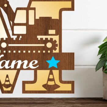 Intra απο ξύλο plywood 3mm-4mm πάχος - Digger κεφαλαίο μονόγραμμα Γράμμα M Δίασταση 30x20 cm INTRAFABR-72627368 - Image 2