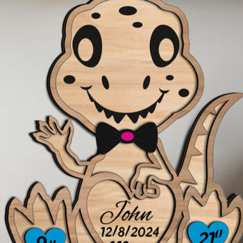 Intra απο ξύλο plywood 3mm-4mm πάχος - Πίνακας ανακοινώσεων Dino Baby Newborn Δίασταση 40x50 cm INTRAFABR-103244739 - Image 3