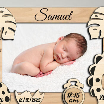 Intra απο ξύλο plywood 3mm-4mm πάχος - Dino Baby Photo Frame Board Newborn Δίασταση 20x25 cm INTRAFABR-103242805 - Image 1