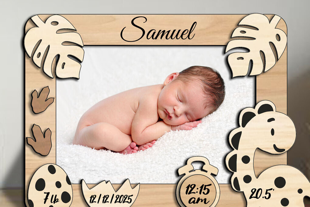 Intra απο ξύλο plywood 3mm-4mm πάχος - Dino Baby Photo Frame Board Newborn  Δίασταση 20x25 cm INTRAFABR-103242805