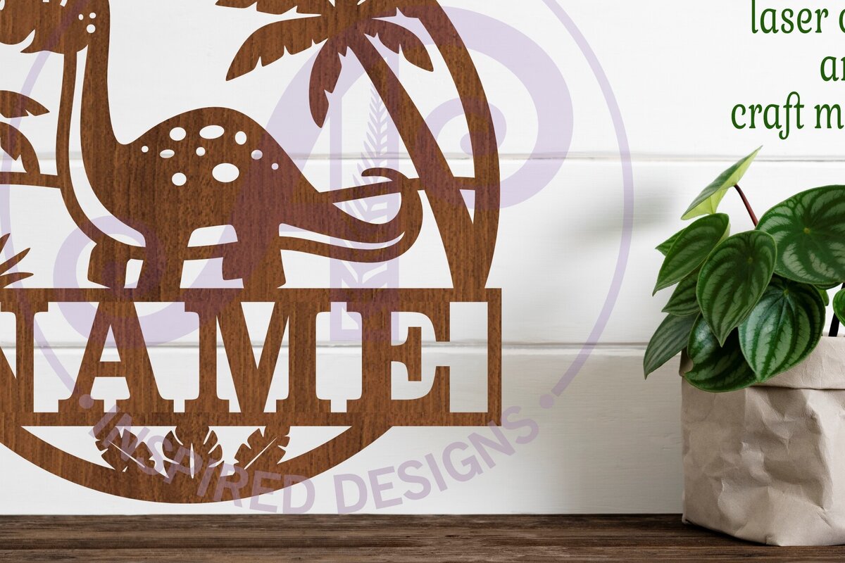 Intra απο ξύλο plywood 3mm-4mm πάχος - Σήμα ονόματος Dino Brontosaurus  Laser Δίασταση 30x20 cm INTRAFABR-99668782