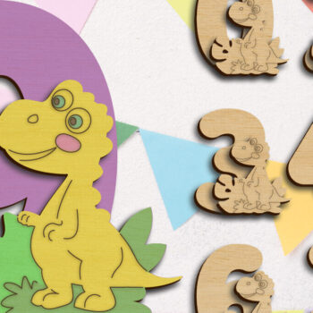 Intra απο ξύλο plywood 3mm-4mm πάχος - Dino Cake Topper 3d Birthday Numbers  Δίασταση 6x3 cm INTRAFABR-119599700 - Image 1
