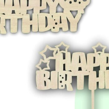 Intra απο ξύλο plywood 3mm-4mm πάχος - Dino Happy Birthday Cake Topper  Δίασταση 20x20 cm INTRAFABR-32100853 - Image 1
