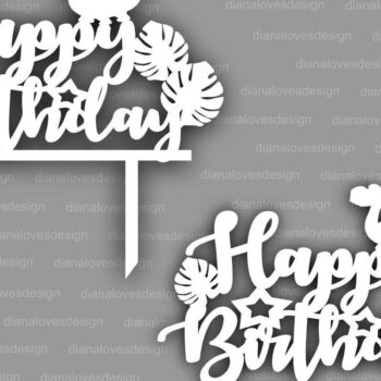Intra απο ξύλο plywood 3mm-4mm πάχος - Dino Happy Birthday Cake Topper  Δίασταση 20x20 cm INTRAFABR-38262003 - Image 2