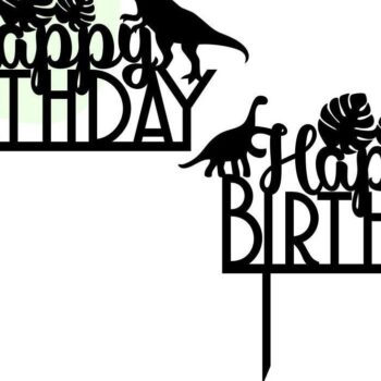 Intra απο ξύλο plywood 3mm-4mm πάχος - Dino Happy Birthday Cake Topper  Δίασταση 20x20 cm INTRAFABR-32100154 - Image 1