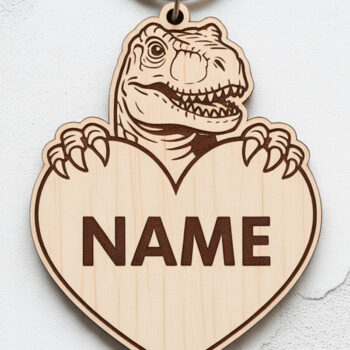 Intra απο ξύλο plywood 3mm-4mm πάχος - Πακέτο μπρελόκ με όνομα Dino Heart Δίασταση 4x4 cm INTRAFABR-122738243 - Image 2