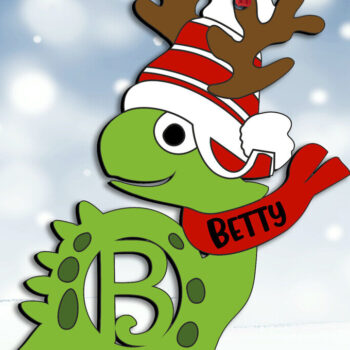 Intra απο ξύλο plywood 3mm-4mm πάχος - Χριστουγεννιάτικο στολίδι Laser Dino Letter B Δίασταση 6x6 cm INTRAFABR-111610208 - Image 1