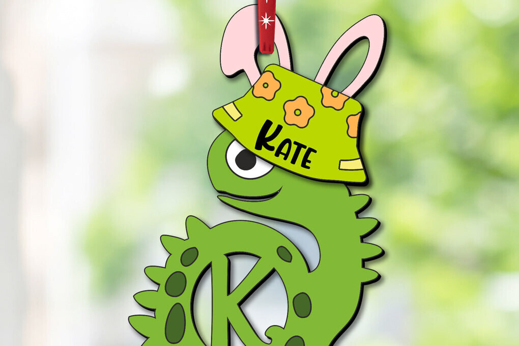 Intra απο ξύλο plywood 3mm-4mm πάχος - Dino Letter K Πασχαλινό Καλάθι Όνομα Ετικέτα  Δίασταση 6x6 cm INTRAFABR-112229452