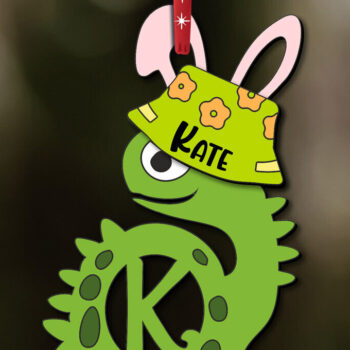 Intra απο ξύλο plywood 3mm-4mm πάχος - Dino Letter K Πασχαλινό Καλάθι Όνομα Ετικέτα Δίασταση 6x6 cm INTRAFABR-112229452 - Image 3