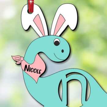 Intra απο ξύλο plywood 3mm-4mm πάχος - Dino Letter N Πασχαλινό καλάθι Όνομα Ετικέτα Δίασταση 6x6 cm INTRAFABR-112399776 - Image 1