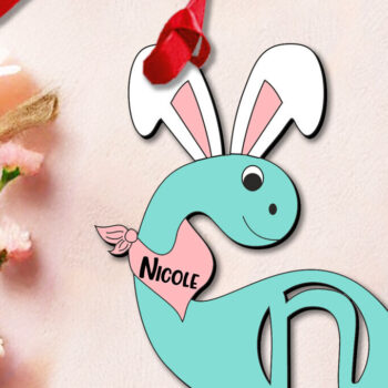 Intra απο ξύλο plywood 3mm-4mm πάχος - Dino Letter N Πασχαλινό καλάθι Όνομα Ετικέτα Δίασταση 6x6 cm INTRAFABR-112399776 - Image 2