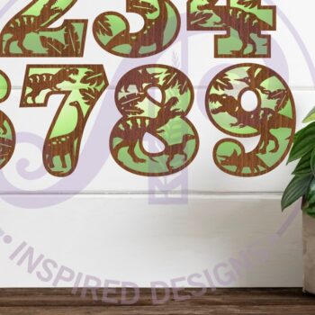 Intra απο ξύλο plywood 3mm-4mm πάχος - Dino Number Two Layer Επιγραφή Cut Δίασταση 30x20 cm INTRAFABR-89150940 - Image 1