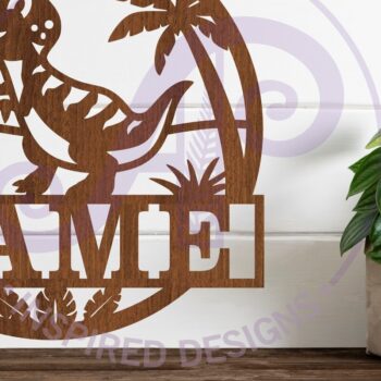 Intra απο ξύλο plywood 3mm-4mm πάχος - Σήμα ονόματος Dino T Rex  Laser Cut Δίασταση 30x20 cm INTRAFABR-99803828 - Image 1