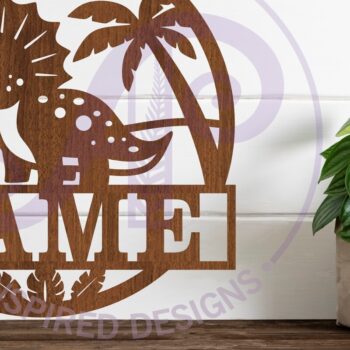 Intra απο ξύλο plywood 3mm-4mm πάχος - Σήμα ονόματος Dino Triceratops  Laser Cut Δίασταση 30x20 cm INTRAFABR-99668460 - Image 1