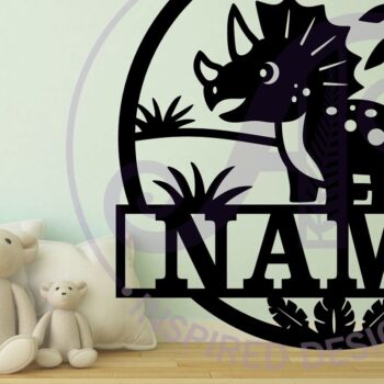 Intra απο ξύλο plywood 3mm-4mm πάχος - Σήμα ονόματος Dino Triceratops  Laser Cut Δίασταση 30x20 cm INTRAFABR-99668460 - Image 2