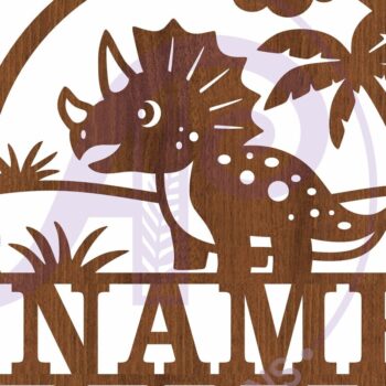 Intra απο ξύλο plywood 3mm-4mm πάχος - Σήμα ονόματος Dino Triceratops  Laser Cut Δίασταση 30x20 cm INTRAFABR-99668460 - Image 3