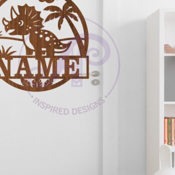 Intra απο ξύλο plywood 3mm-4mm πάχος - Σήμα ονόματος Dino Triceratops  Laser Cut Δίασταση 30x20 cm INTRAFABR-99668460 - Image 4