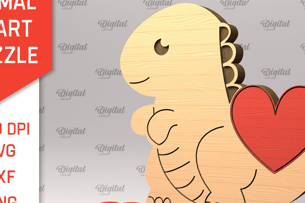 Intra απο ξύλο plywood 3mm-4mm πάχος - Dino Wooden Puzzle Cut Laser Δίασταση 30x20 cm INTRAFABR-97715150