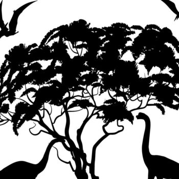 Intra απο ξύλο plywood 3mm-4mm πάχος -  3D  Dinosaur με σιλουέτα δέντρου Δίασταση 30x20 cm INTRAFABR-36608715 - Image 1