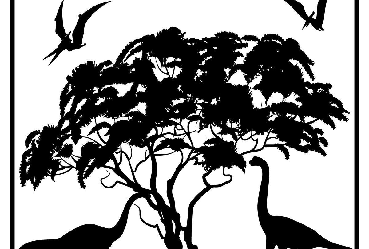 Intra απο ξύλο plywood 3mm-4mm πάχος -  3D  Dinosaur με σιλουέτα δέντρου Δίασταση 30x20 cm INTRAFABR-36608715