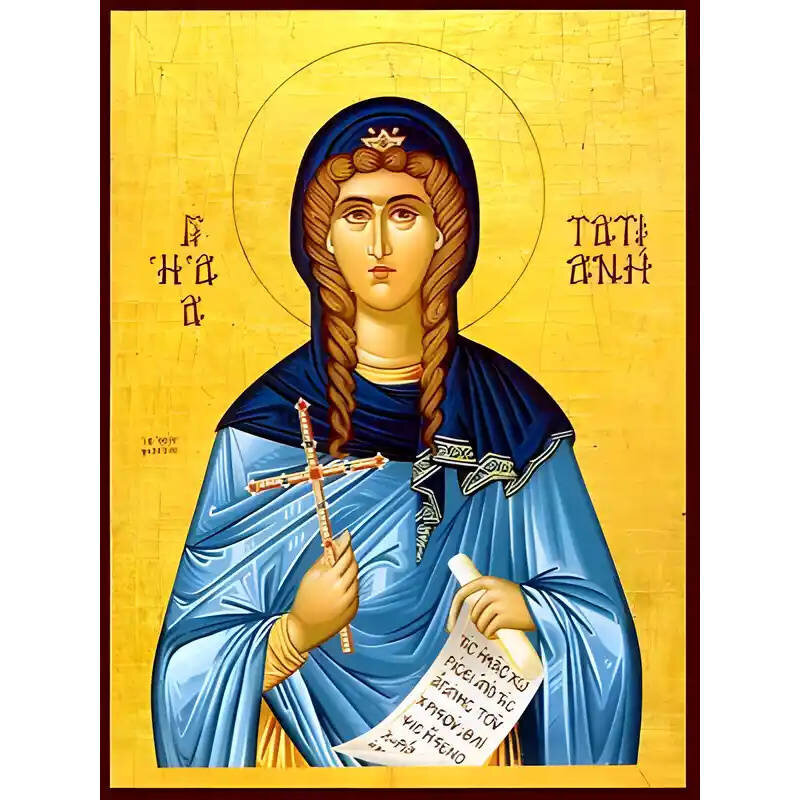 Εικόνα Ορθοδοξίας με περίγραμμα χρυσό σε ξύλο Φλαμουρίας  με  βάση Εικόνα ΑΓΙΑ ΤΑΤΙΑΝΗ, ΜΑΡΤΥΣ, ΡΩΜΑΙΑ Χειροποίητη Ελληνορθόδοξη εικόνα του Ιησού Χριστού, Κρεμαστή πλάκα βυζαντινής τέχνης, χριστιανική τέχνη Διάσταση 40x30 cm (10,2x7,9 ίντσες)  INTRAEK-1447757865226