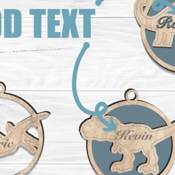 Intra απο ξύλο plywood 3mm-4mm πάχος - Χριστουγεννιάτικο στολίδι δεινοσαύρων  Laser Δίασταση 4x4 cm INTRAFABR-80904233 - Image 2