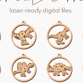 Intra απο ξύλο plywood 3mm-4mm πάχος - Πακέτο με σκουλαρίκια δεινοσαύρων |  Δίασταση 3x3 cm INTRAFABR-71916620 - Image 1