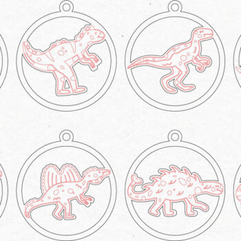 Intra απο ξύλο plywood 3mm-4mm πάχος - Πακέτο με σκουλαρίκια δεινοσαύρων |  Δίασταση 3x3 cm INTRAFABR-71916620 - Image 2