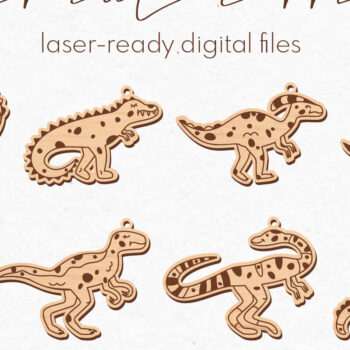 Intra απο ξύλο plywood 3mm-4mm πάχος - Πακέτο με σκουλαρίκια δεινοσαύρων |  Δίασταση 3x3 cm INTRAFABR-74436077 - Image 1