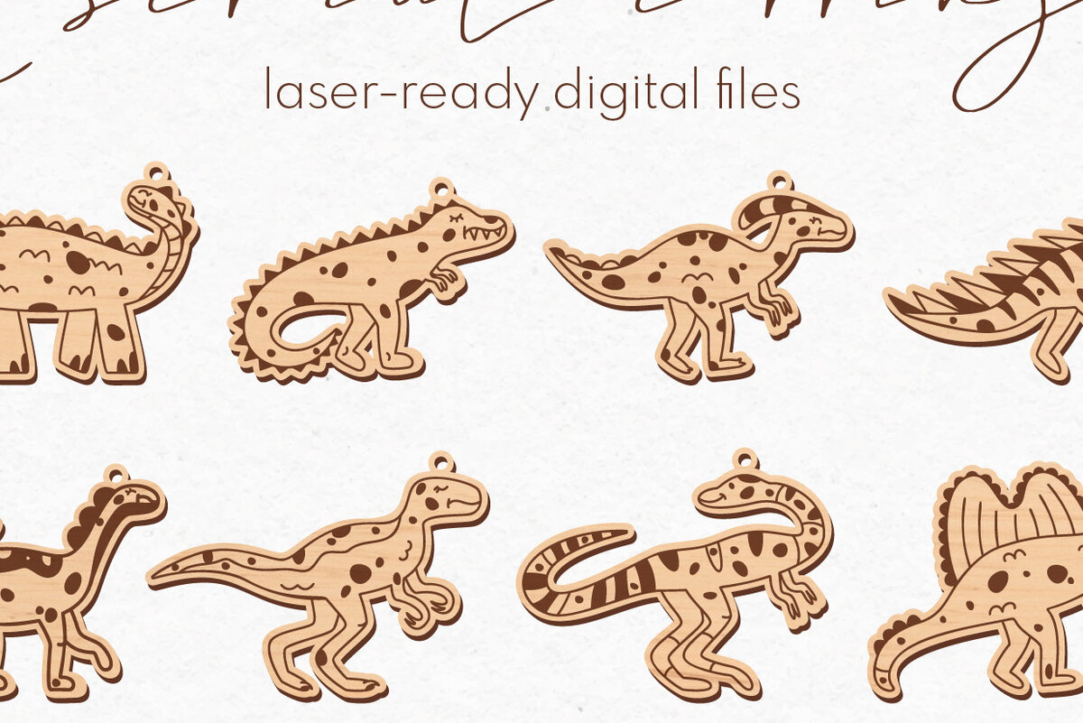 Intra απο ξύλο plywood 3mm-4mm πάχος - Πακέτο με σκουλαρίκια δεινοσαύρων |  Δίασταση 3x3 cm INTRAFABR-74436077