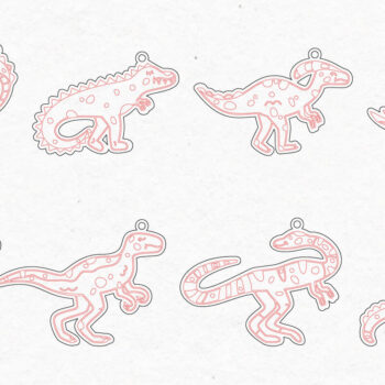 Intra απο ξύλο plywood 3mm-4mm πάχος - Πακέτο με σκουλαρίκια δεινοσαύρων |  Δίασταση 3x3 cm INTRAFABR-74436077 - Image 2