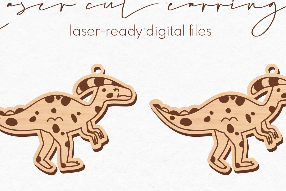 Intra απο ξύλο plywood 3mm-4mm πάχος -  κοπής με λέιζερ σκουλαρίκια Dinosaur Δίασταση 3x3 cm INTRAFABR-74825224