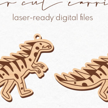 Intra απο ξύλο plywood 3mm-4mm πάχος -  κοπής με λέιζερ σκουλαρίκια Dinosaur Δίασταση 3x3 cm INTRAFABR-75081472 - Image 1