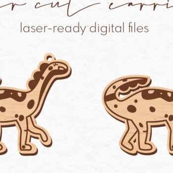 Intra απο ξύλο plywood 3mm-4mm πάχος -  κοπής με λέιζερ σκουλαρίκια Dinosaur Δίασταση 3x3 cm INTRAFABR-75322491 - Image 1