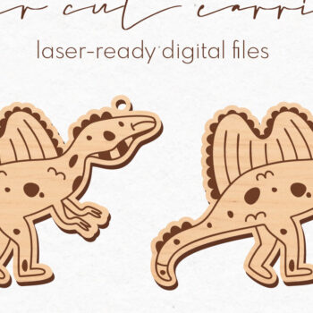 Intra απο ξύλο plywood 3mm-4mm πάχος -  κοπής με λέιζερ σκουλαρίκια Dinosaur Δίασταση 3x3 cm INTRAFABR-75612923 - Image 1