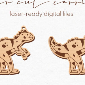 Intra απο ξύλο plywood 3mm-4mm πάχος -  κοπής με λέιζερ σκουλαρίκια Dinosaur Δίασταση 3x3 cm INTRAFABR-69687113