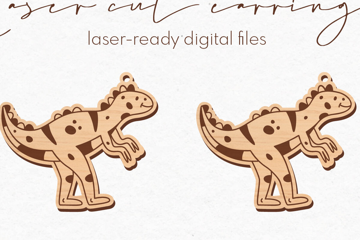 Intra απο ξύλο plywood 3mm-4mm πάχος -  κοπής με λέιζερ σκουλαρίκια Dinosaur Δίασταση 3x3 cm INTRAFABR-69687113