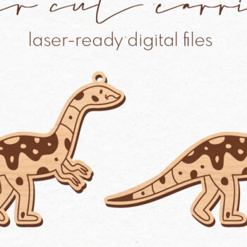 Intra απο ξύλο plywood 3mm-4mm πάχος -  κοπής με λέιζερ σκουλαρίκια Dinosaur Δίασταση 3x3 cm INTRAFABR-69933231 - Image 1