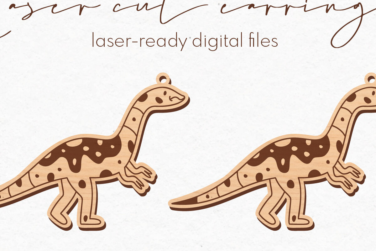 Intra απο ξύλο plywood 3mm-4mm πάχος -  κοπής με λέιζερ σκουλαρίκια Dinosaur Δίασταση 3x3 cm INTRAFABR-69933231